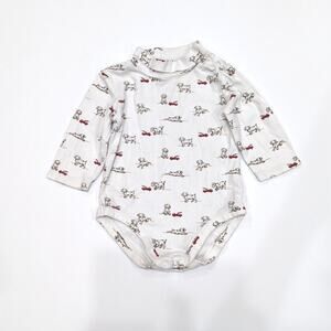 Janie and Jack Onesie Baby Boys Size 3-6m White Turtleneck Dalmatian Fire Truck